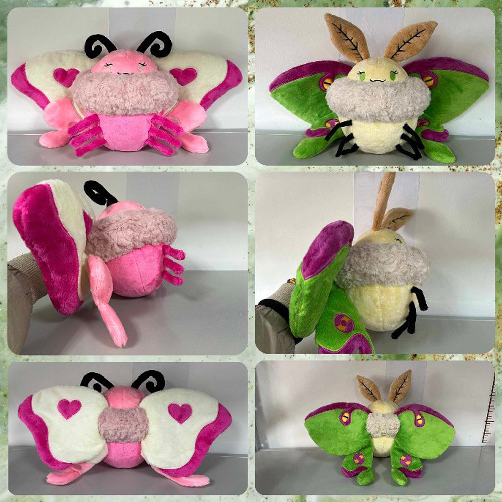Moth Plush, Cate - 8" Height, 20" Wing Span - Large Plush Rosy Moth