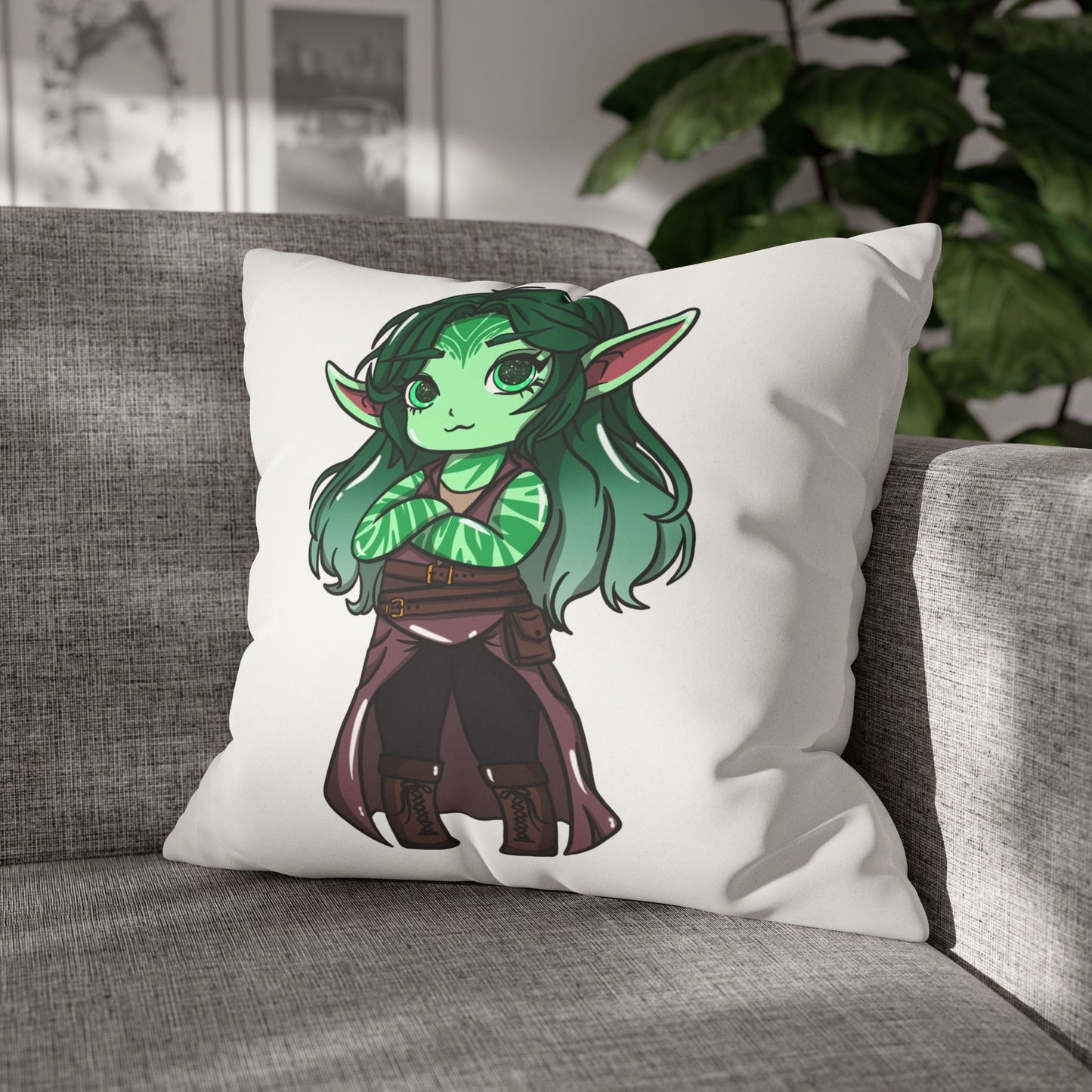 Anu Nnaki | Faux Suede Square Pillowcase Throw Pillow - (Pillow not include) | Chitin Nature