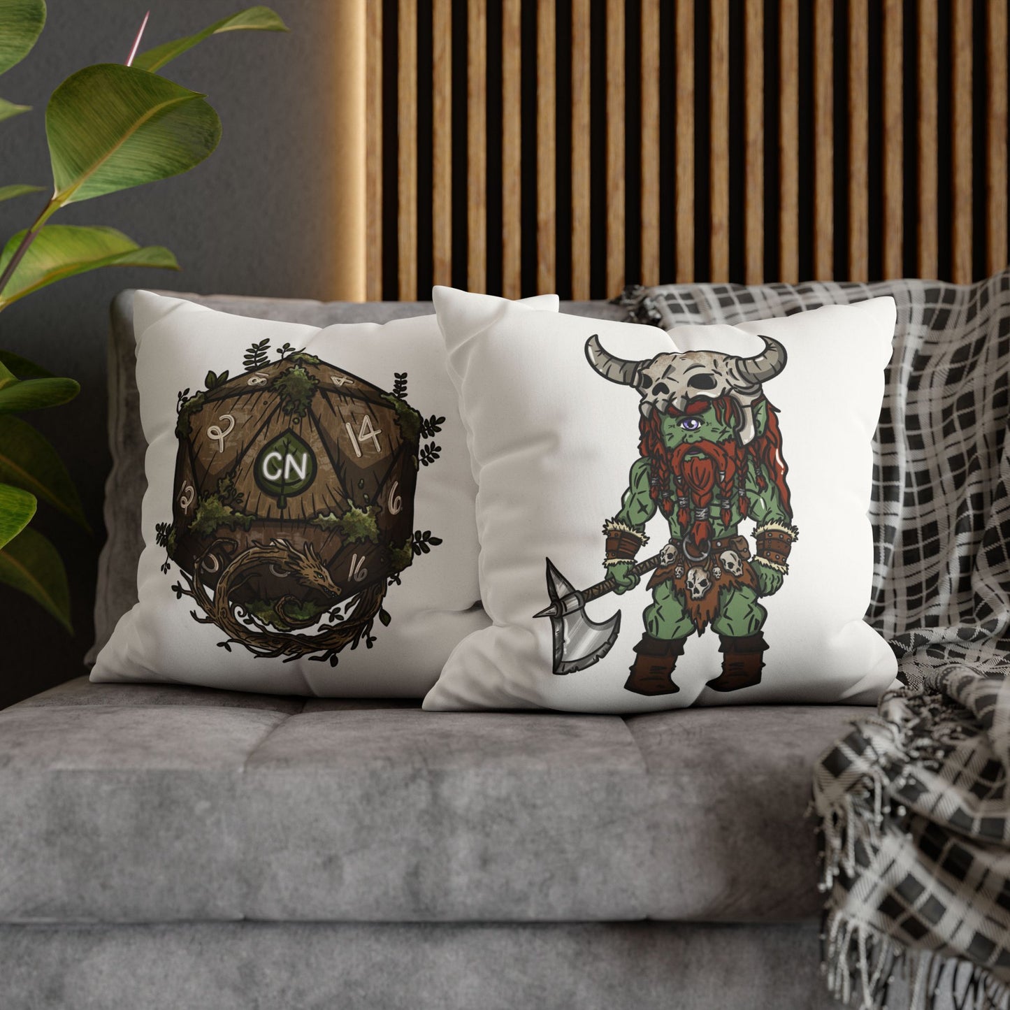 Brog Skull-Basher | Faux Suede Square Pillowcase Throw Pillow - (Pillow not include) | Chitin Nature