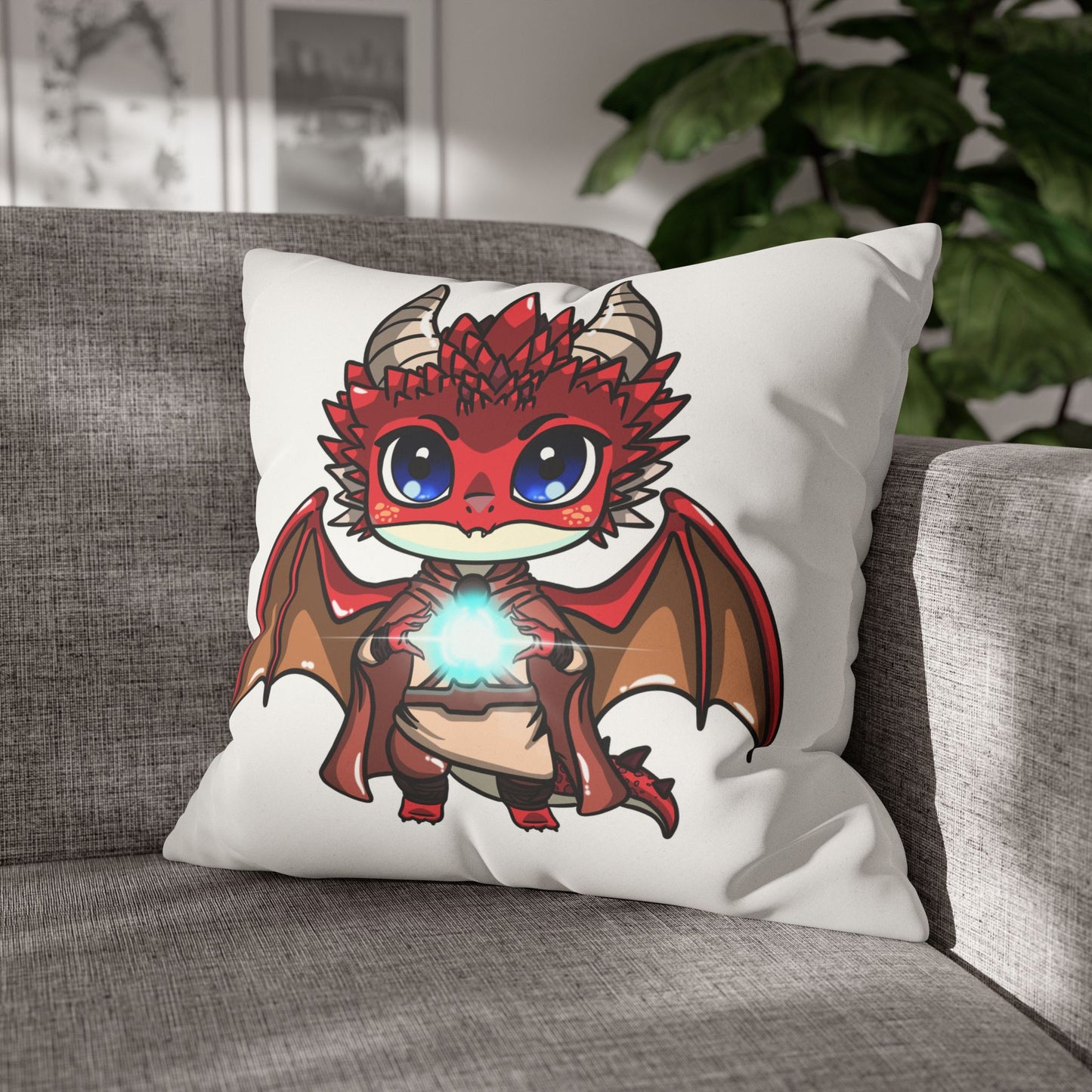 Ancalagor the Red | Faux Suede Square Pillowcase Throw Pillow - (Pillow not include) | Chitin Nature