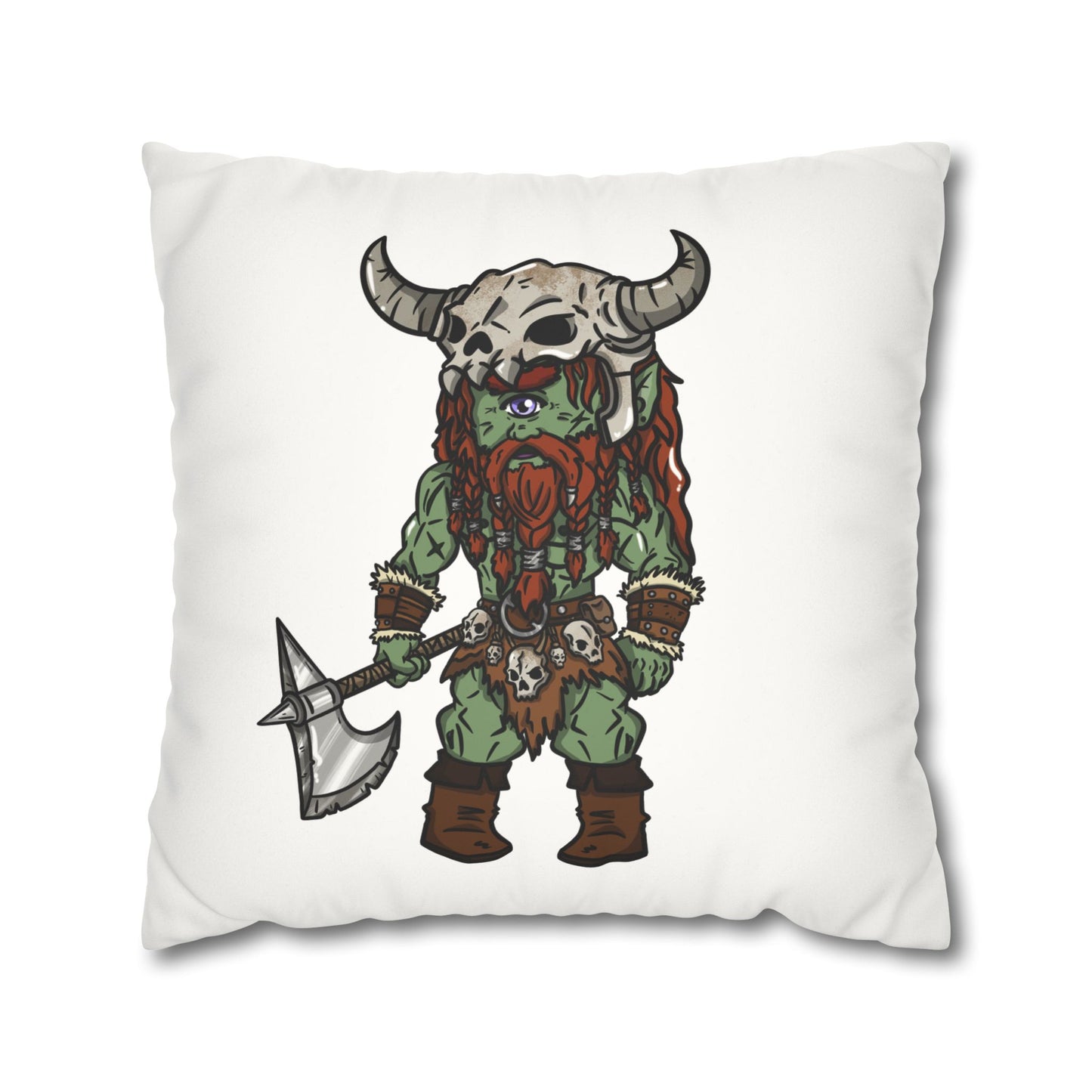 Brog Skull-Basher | Faux Suede Square Pillowcase Throw Pillow - (Pillow not include) | Chitin Nature