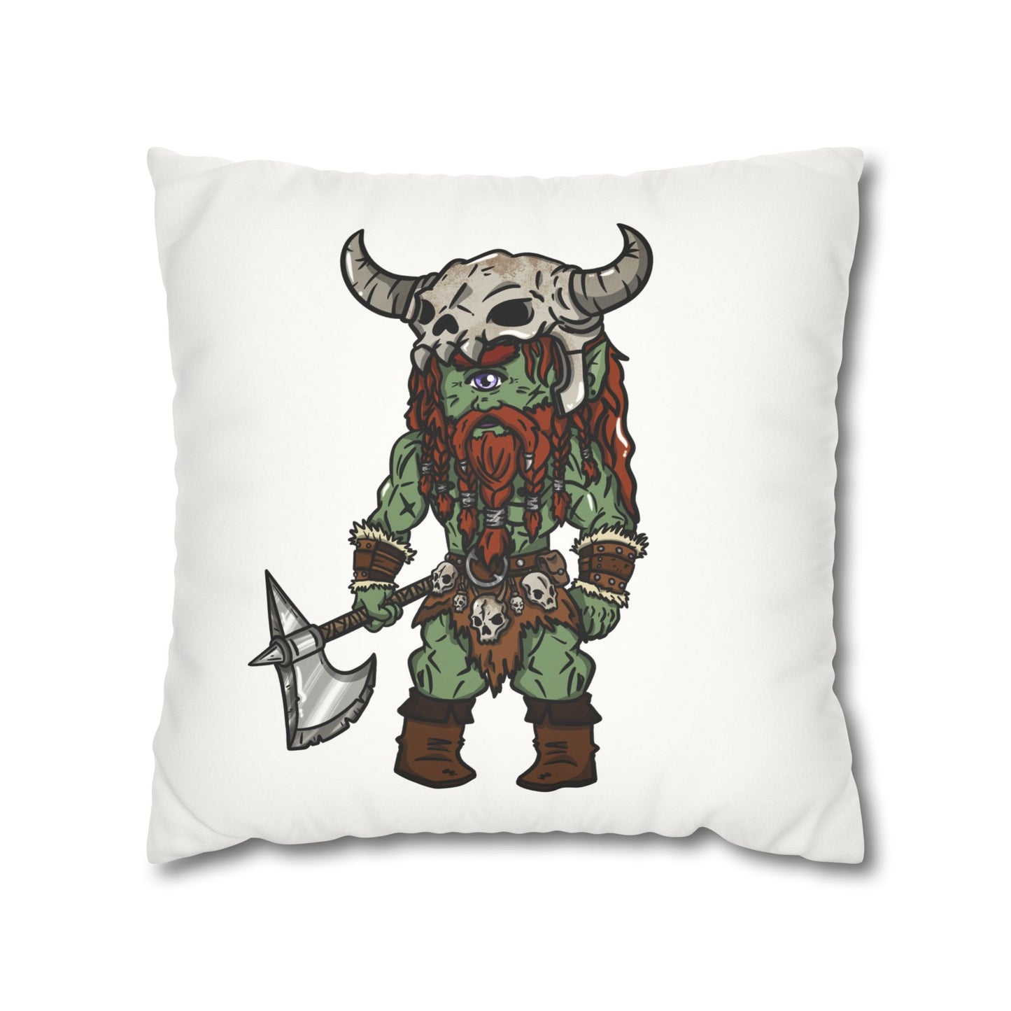 Brog Skull-Basher | Faux Suede Square Pillowcase Throw Pillow - (Pillow not include) | Chitin Nature