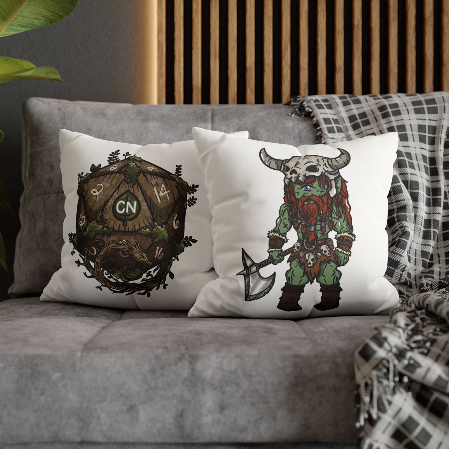 Brog Skull-Basher | Faux Suede Square Pillowcase Throw Pillow - (Pillow not include) | Chitin Nature
