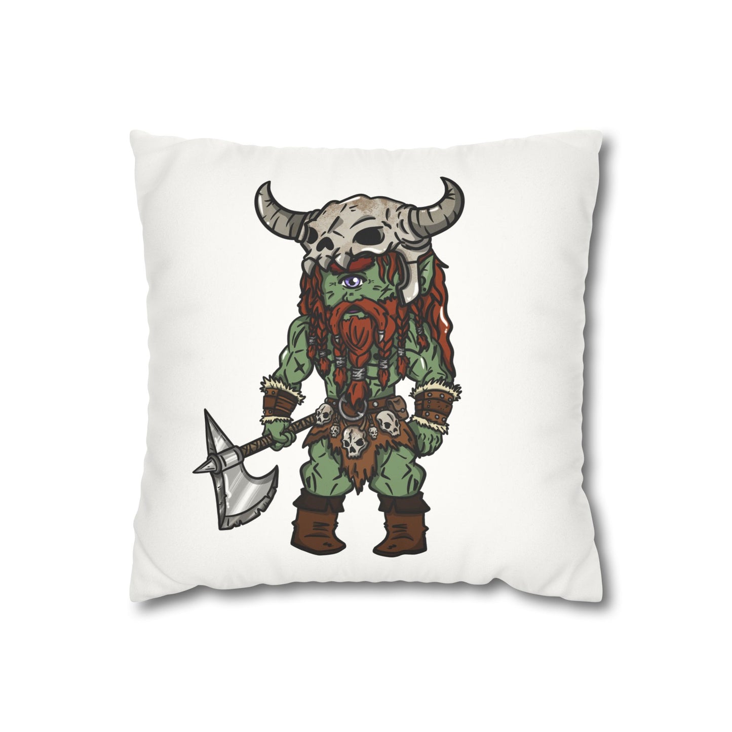 Brog Skull-Basher | Faux Suede Square Pillowcase Throw Pillow - (Pillow not include) | Chitin Nature