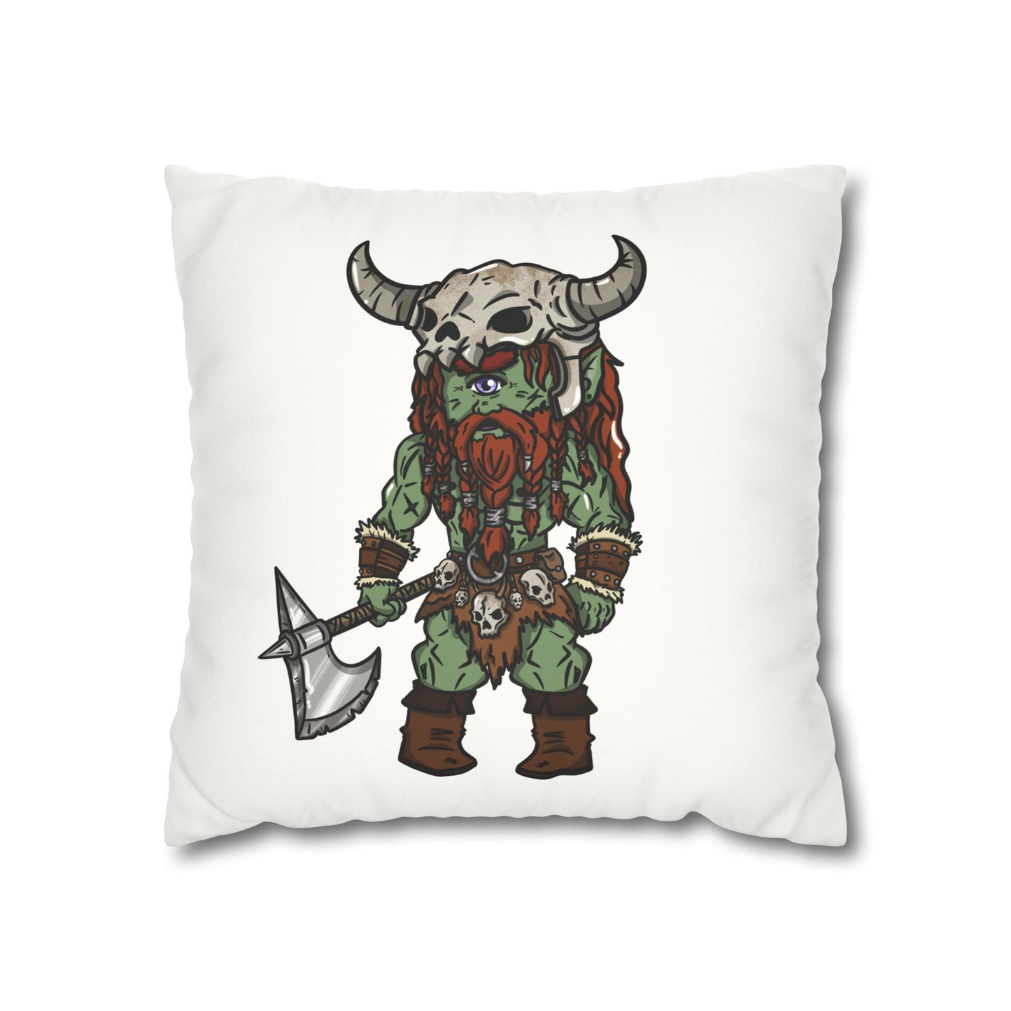 Brog Skull-Basher | Faux Suede Square Pillowcase Throw Pillow - (Pillow not include) | Chitin Nature