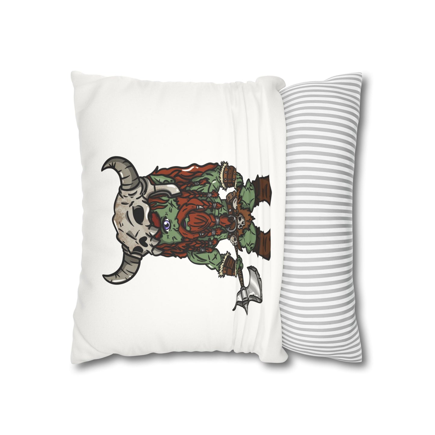 Brog Skull-Basher | Faux Suede Square Pillowcase Throw Pillow - (Pillow not include) | Chitin Nature