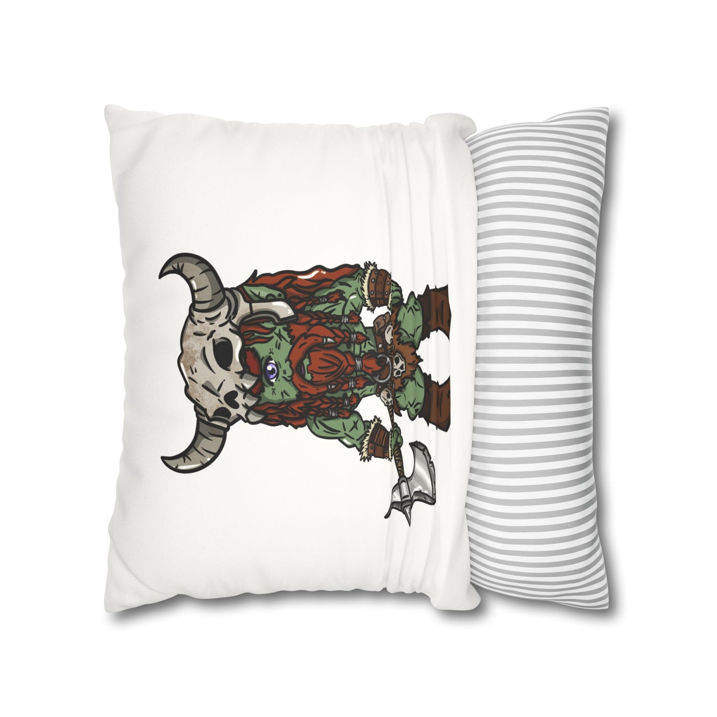 Brog Skull-Basher | Faux Suede Square Pillowcase Throw Pillow - (Pillow not include) | Chitin Nature