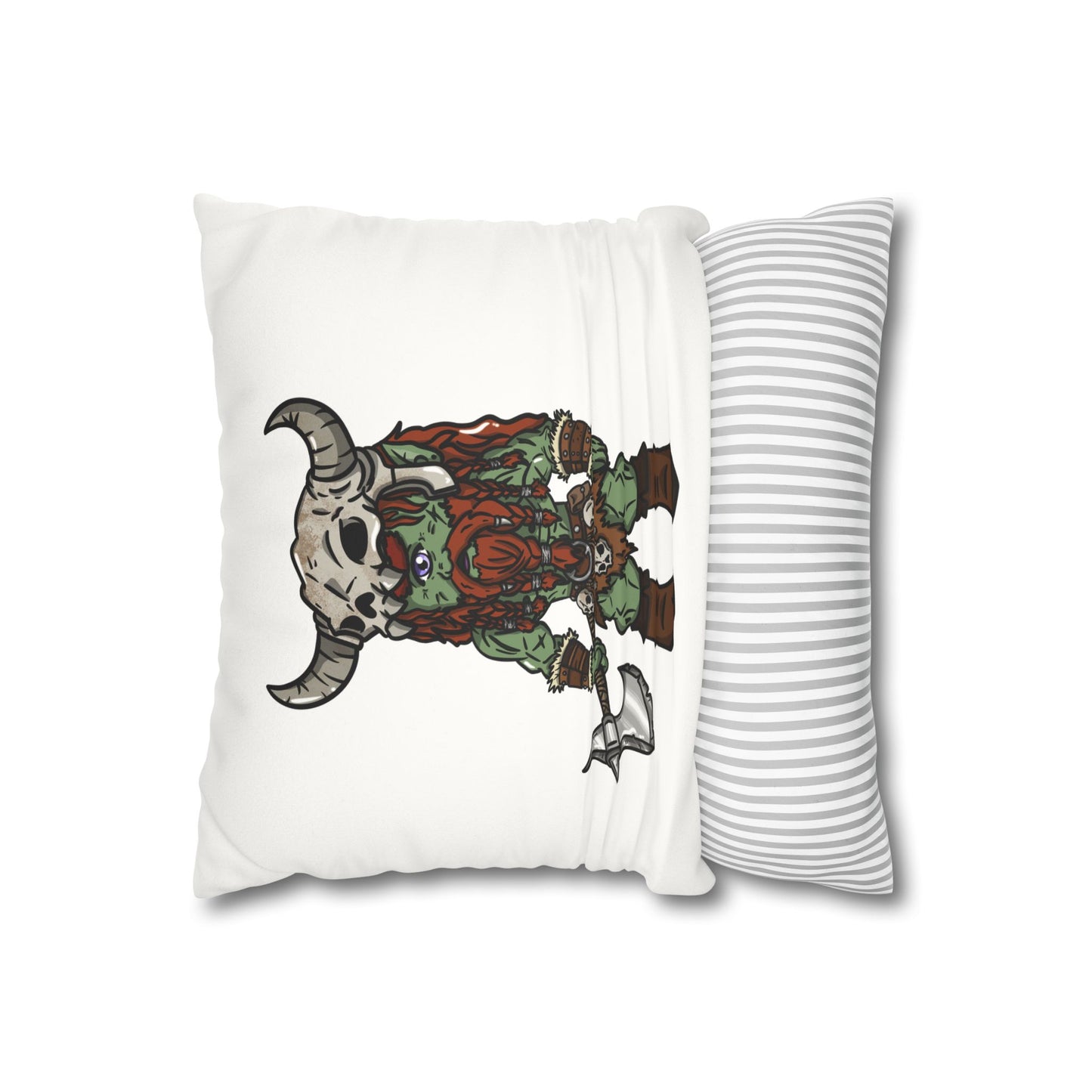 Brog Skull-Basher | Faux Suede Square Pillowcase Throw Pillow - (Pillow not include) | Chitin Nature