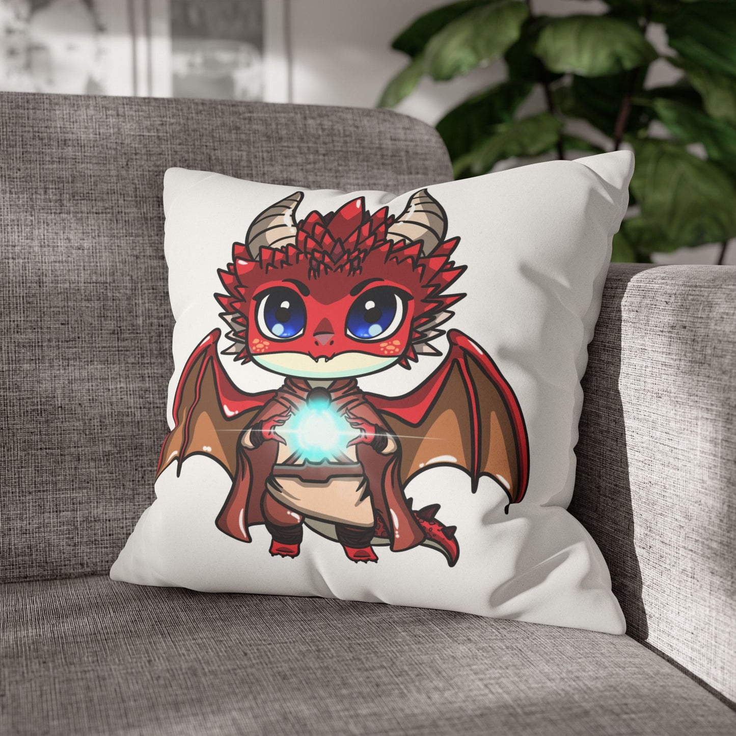 Ancalagor the Red | Faux Suede Square Pillowcase Throw Pillow - (Pillow not include) | Chitin Nature