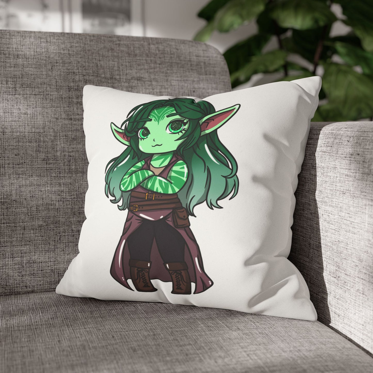 Anu Nnaki | Faux Suede Square Pillowcase Throw Pillow - (Pillow not include) | Chitin Nature