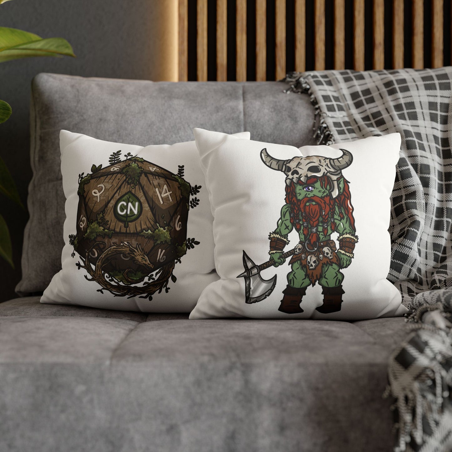 Brog Skull-Basher | Faux Suede Square Pillowcase Throw Pillow - (Pillow not include) | Chitin Nature