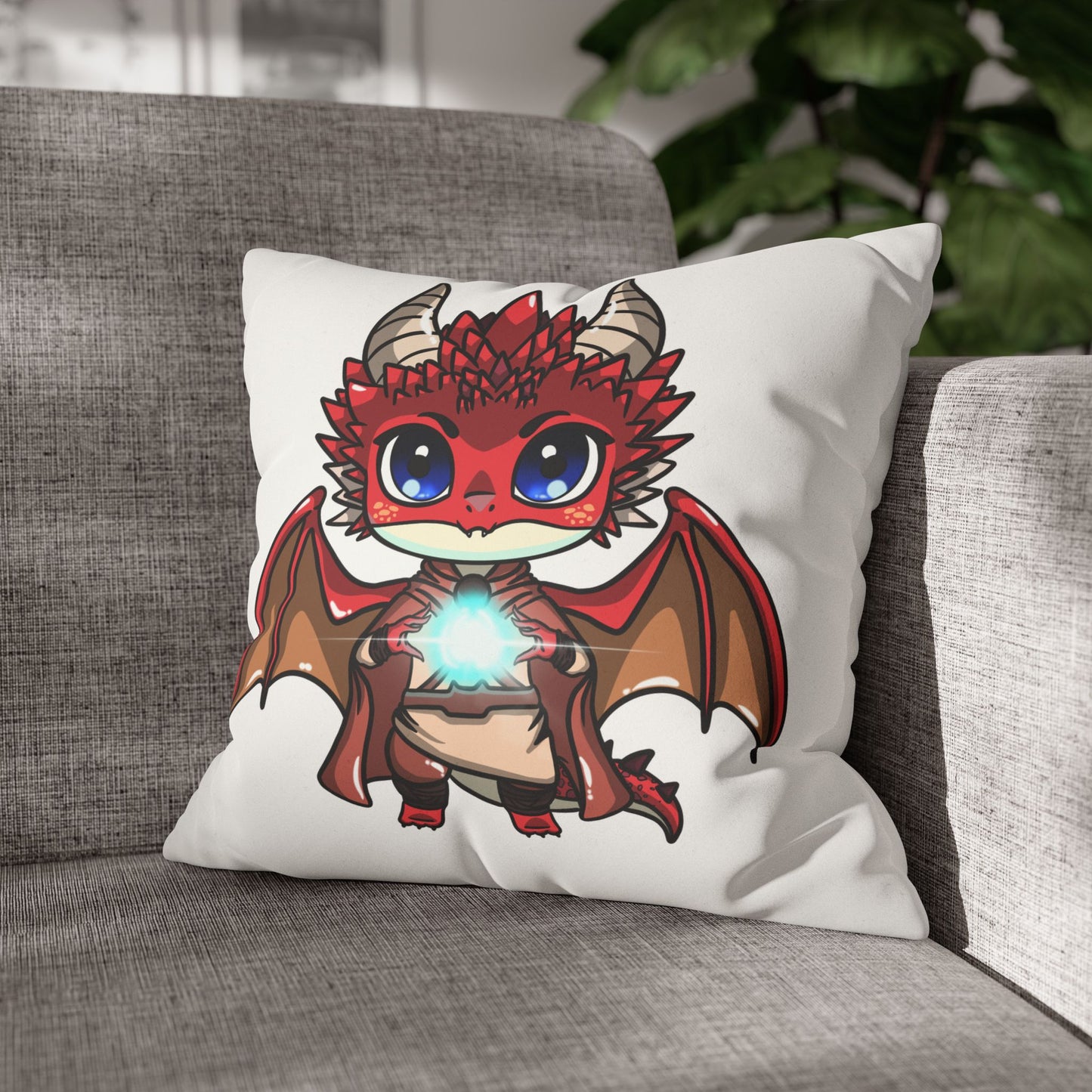 Ancalagor the Red | Faux Suede Square Pillowcase Throw Pillow - (Pillow not include) | Chitin Nature