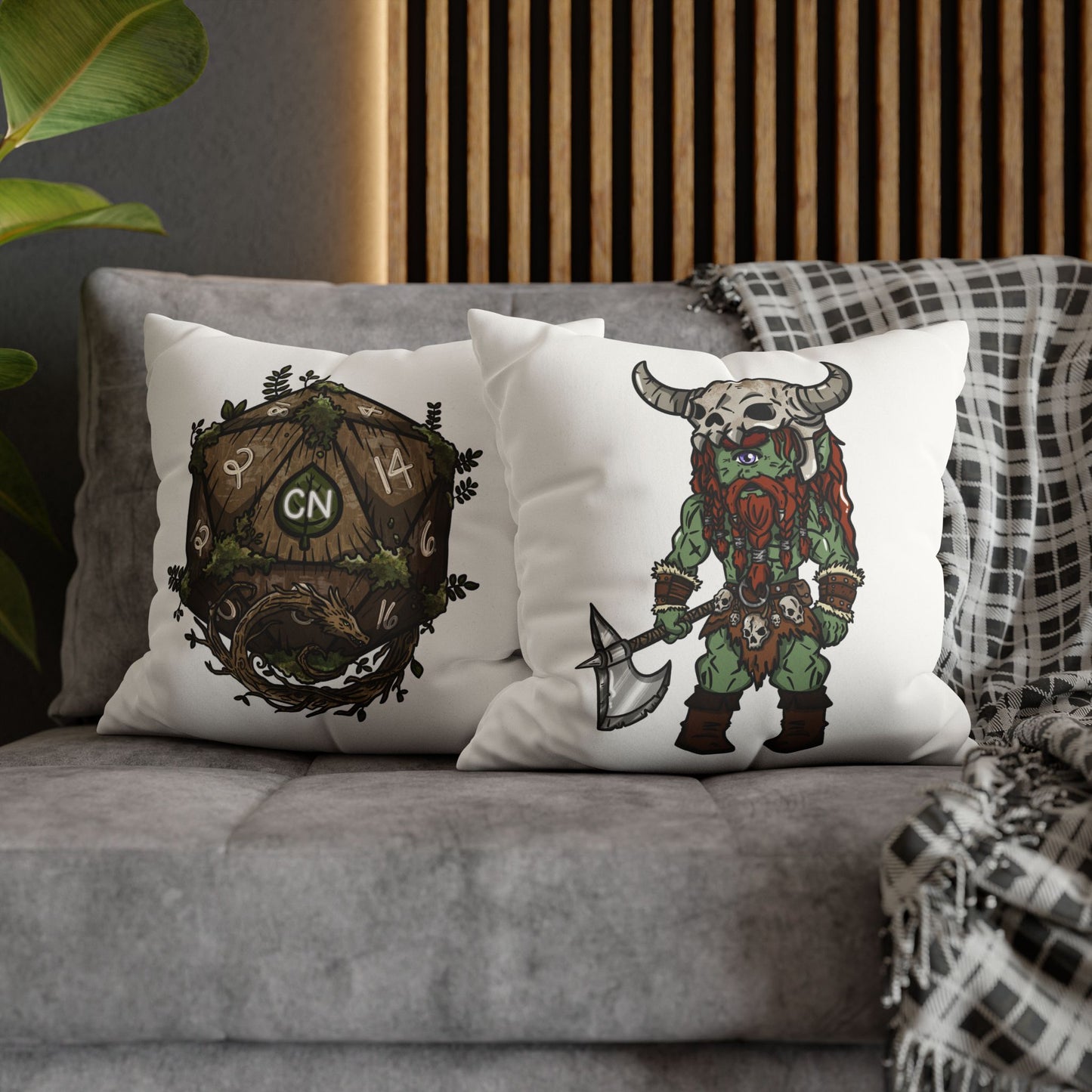 Brog Skull-Basher | Faux Suede Square Pillowcase Throw Pillow - (Pillow not include) | Chitin Nature