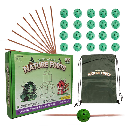 Nature Forts - 88 Piece Kids Tent Building Kit, +1 Bonus Storage Bag